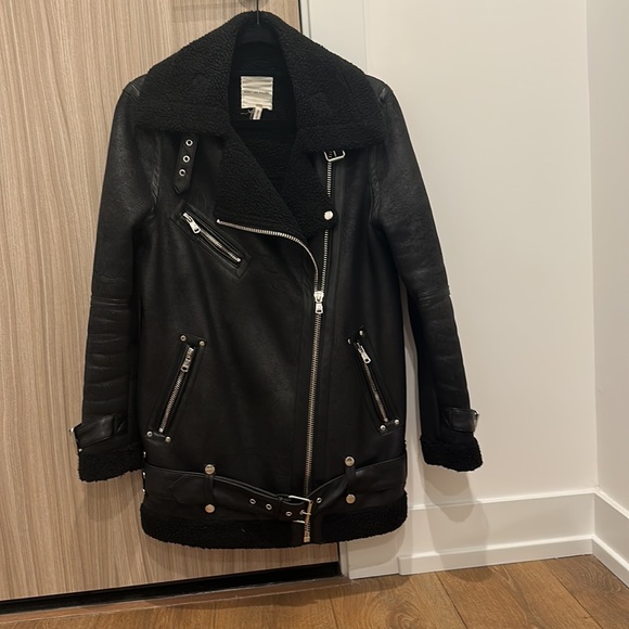 Avec Les Filles shearling biker jacket with an oversized fit - Picture 2 of 3